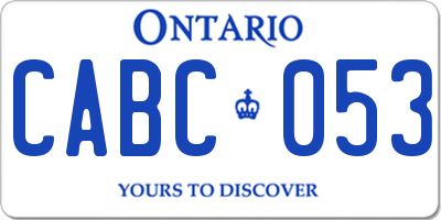 ON license plate CABC053