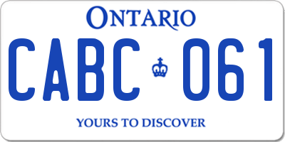 ON license plate CABC061