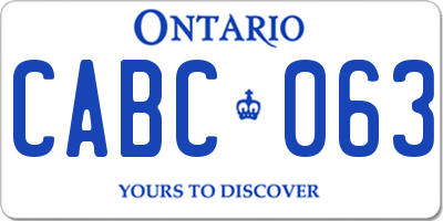 ON license plate CABC063