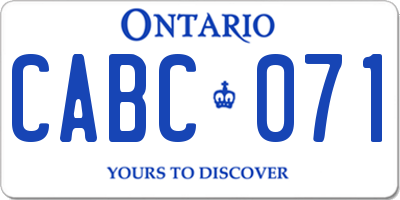 ON license plate CABC071