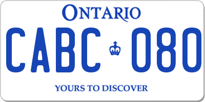 ON license plate CABC080