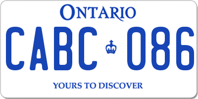 ON license plate CABC086