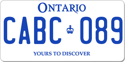 ON license plate CABC089