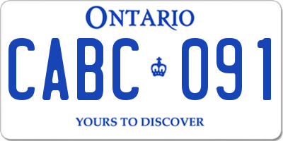 ON license plate CABC091