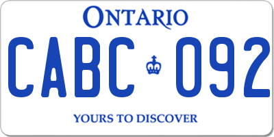 ON license plate CABC092