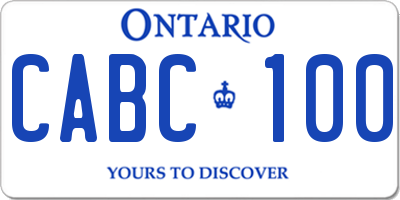 ON license plate CABC100