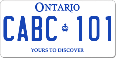 ON license plate CABC101