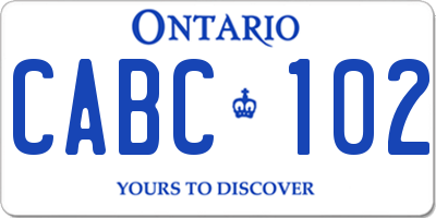 ON license plate CABC102