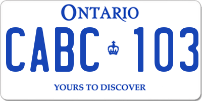 ON license plate CABC103