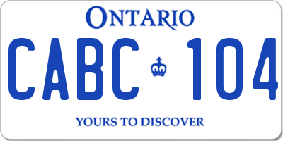 ON license plate CABC104