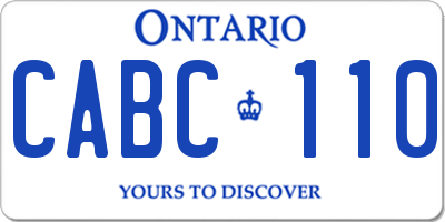 ON license plate CABC110