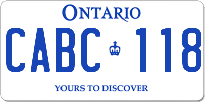 ON license plate CABC118