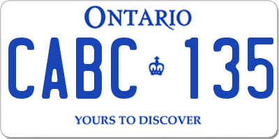 ON license plate CABC135