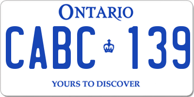 ON license plate CABC139