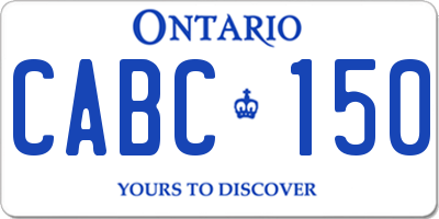 ON license plate CABC150