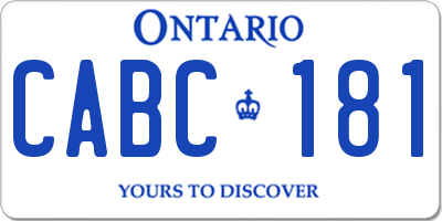 ON license plate CABC181