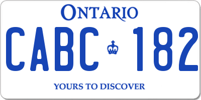 ON license plate CABC182