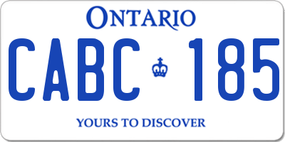 ON license plate CABC185