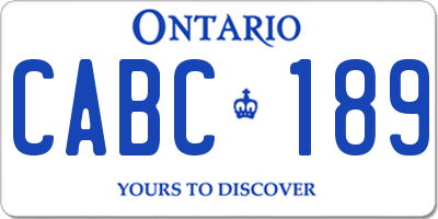 ON license plate CABC189