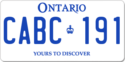 ON license plate CABC191