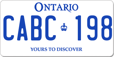 ON license plate CABC198