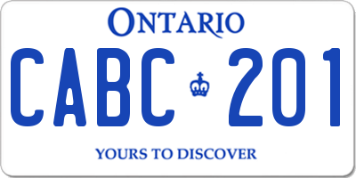 ON license plate CABC201