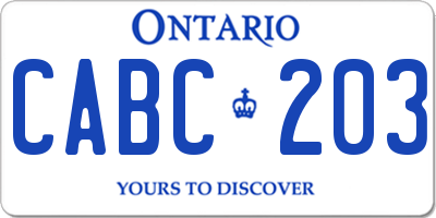 ON license plate CABC203