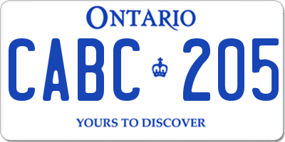 ON license plate CABC205