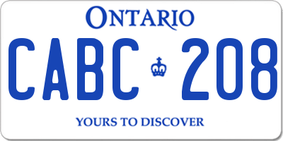 ON license plate CABC208