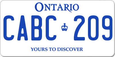 ON license plate CABC209