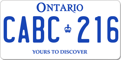 ON license plate CABC216