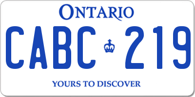 ON license plate CABC219