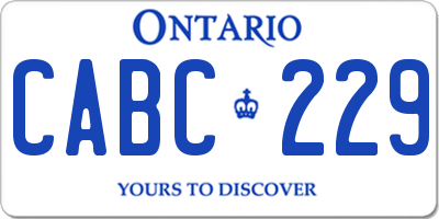 ON license plate CABC229