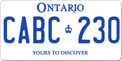 ON license plate CABC230