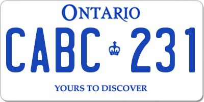 ON license plate CABC231