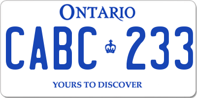 ON license plate CABC233