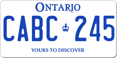 ON license plate CABC245