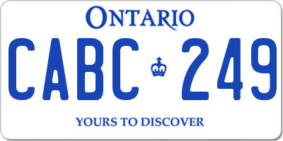 ON license plate CABC249