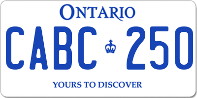 ON license plate CABC250