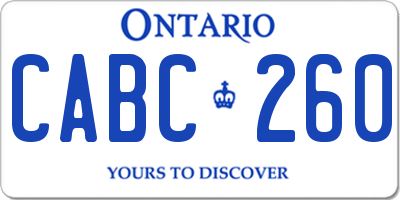 ON license plate CABC260