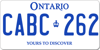 ON license plate CABC262