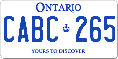 ON license plate CABC265