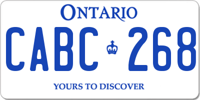 ON license plate CABC268