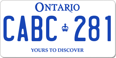 ON license plate CABC281