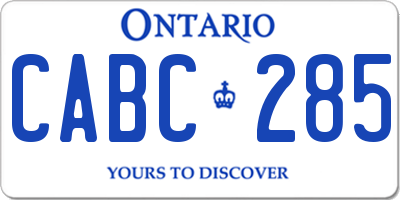 ON license plate CABC285