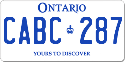 ON license plate CABC287