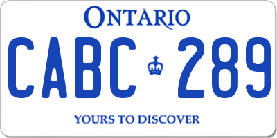 ON license plate CABC289