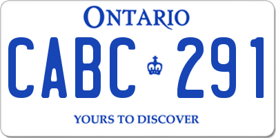 ON license plate CABC291