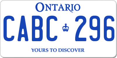 ON license plate CABC296