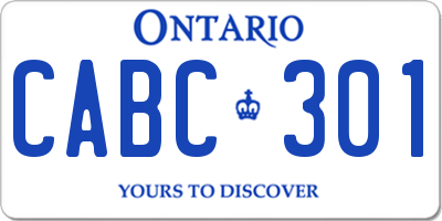 ON license plate CABC301